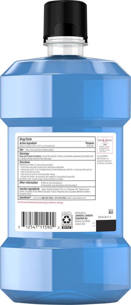 slide 2 of 7, Listerine Strong Teeth Anticavity Fluoride Mouthwash with Sodium Fluoride, Teeth Strengthening Mouthwash to Help Prevent Dental Cavities & Freshen Bad Breath, Mint Shield Flavor, 1 L, 1 liter