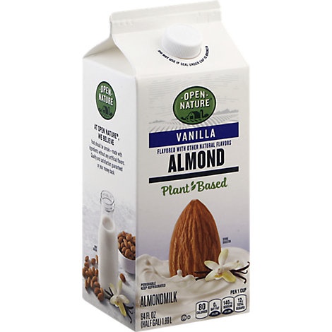 slide 1 of 1, Open Nature Almondmilk Vanilla Half Gallon, 64 fl oz