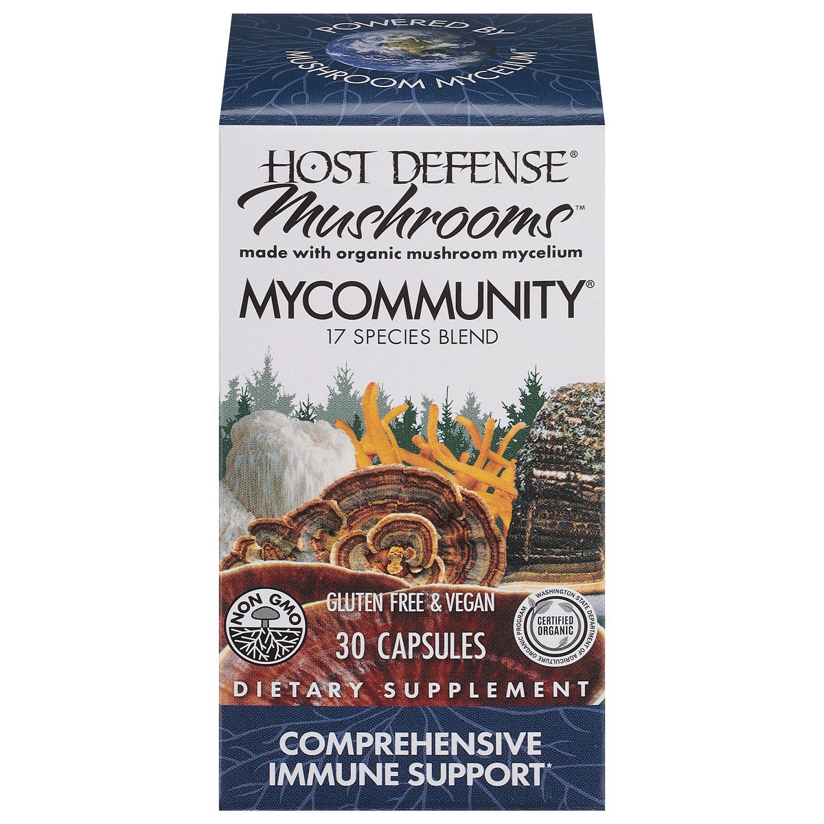 slide 1 of 9, Host Defense MyCommunity Mushrooms Comprehensive Immune Support 30 Capsules, 30 ct