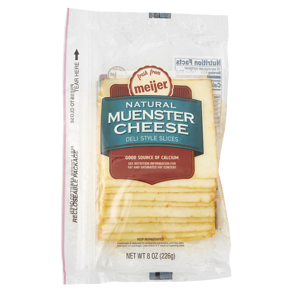 slide 1 of 1, Meijer Sliced Muenster Cheese, 8 oz