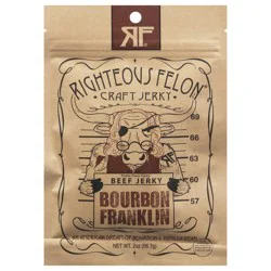 Righteous Felon Beef Jerky Smoke Flavor Bourbon Franklin - 2 oz
