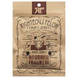 Righteous Felon Beef Jerky Smoke Flavor Bourbon Franklin - 2 oz