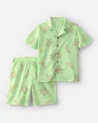 Carters Boys 2-Piece Banana Short-Sleeve Loose Fit 2-Piece Pajama Set - Green Green 6