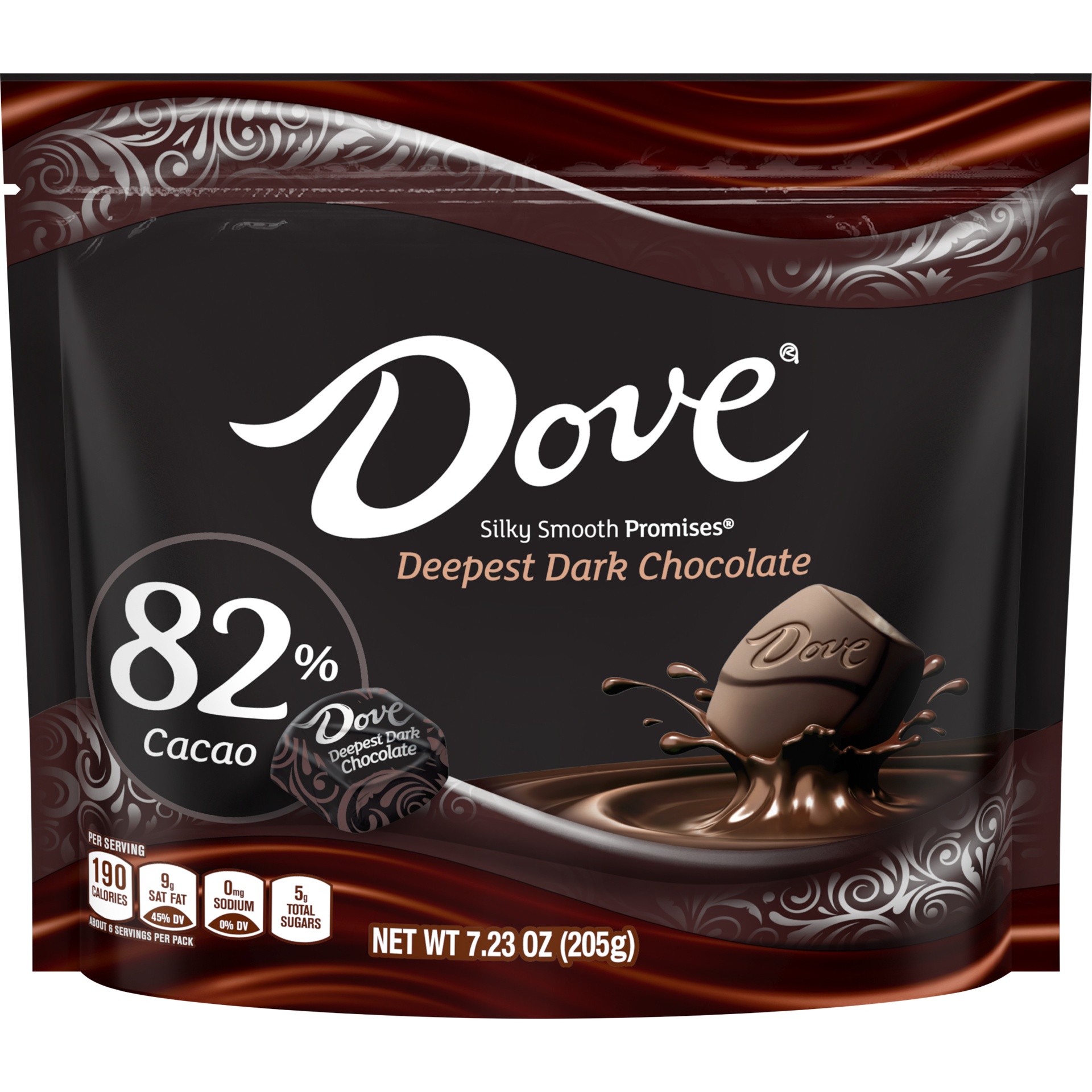 slide 1 of 7, DOVE PROMISES Deepest Dark Chocolatedy 82% Cacao, 7.23 oz