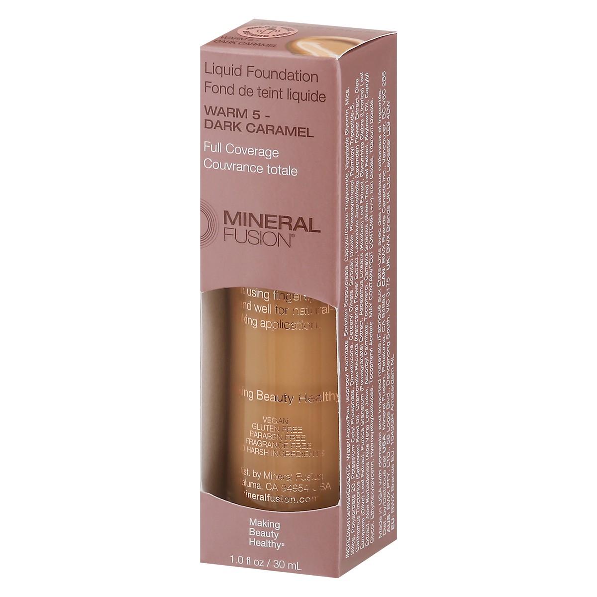 slide 4 of 12, Mineral Fusion Warm 5 - Dark Caramel Full Coverage Liquid Foundation 1.0 fl oz, 1 ct