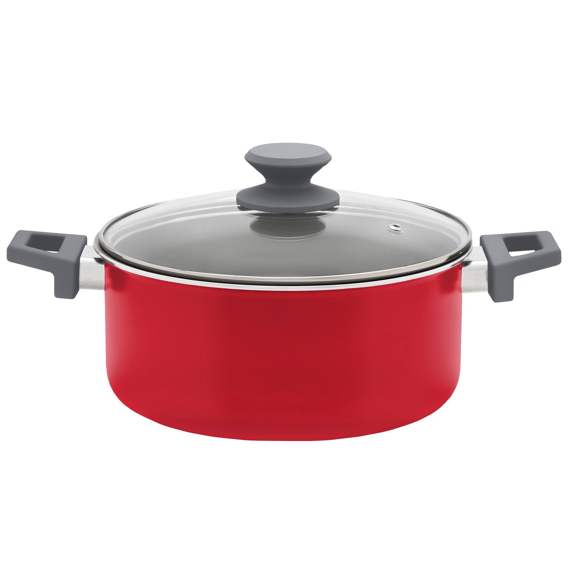 slide 1 of 1, our goods Stockpot with Glass Lid - Scarlet Red, 9 qt