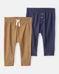 Carter's Baby Boy 2-Pack Rib Pants Brown/Navy 12M