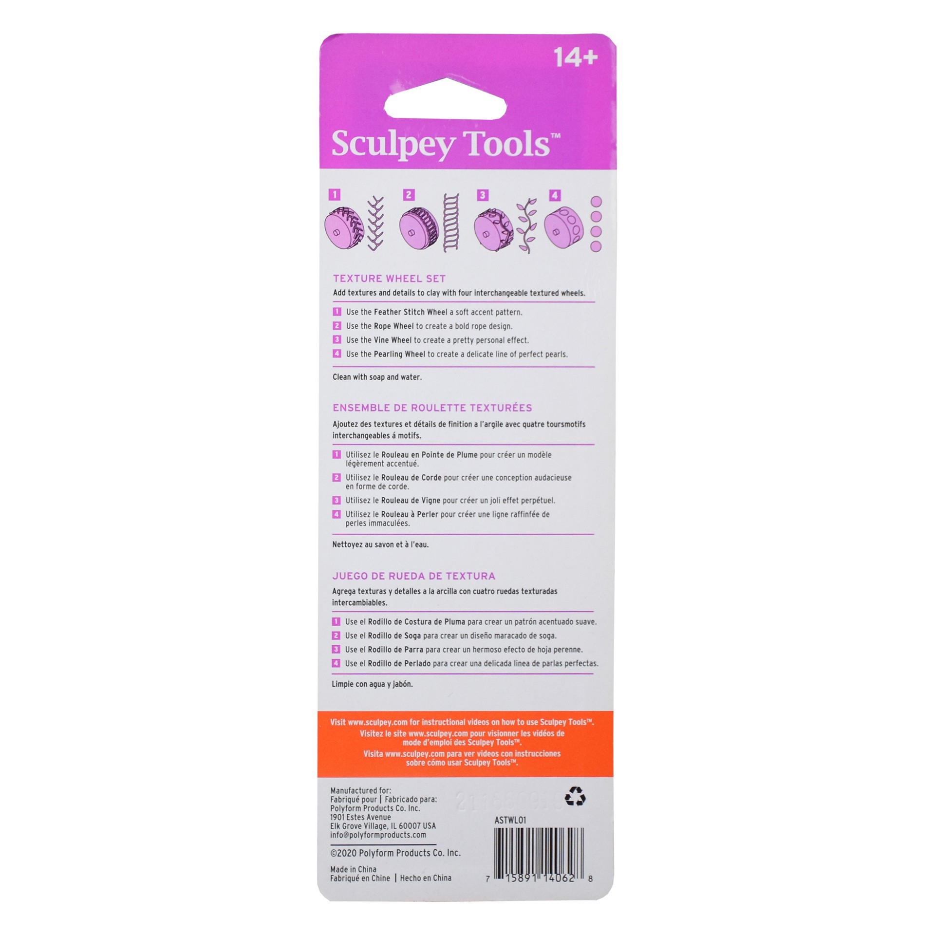 slide 2 of 3, Sculpey Texture Wheel, 4 texture wheels