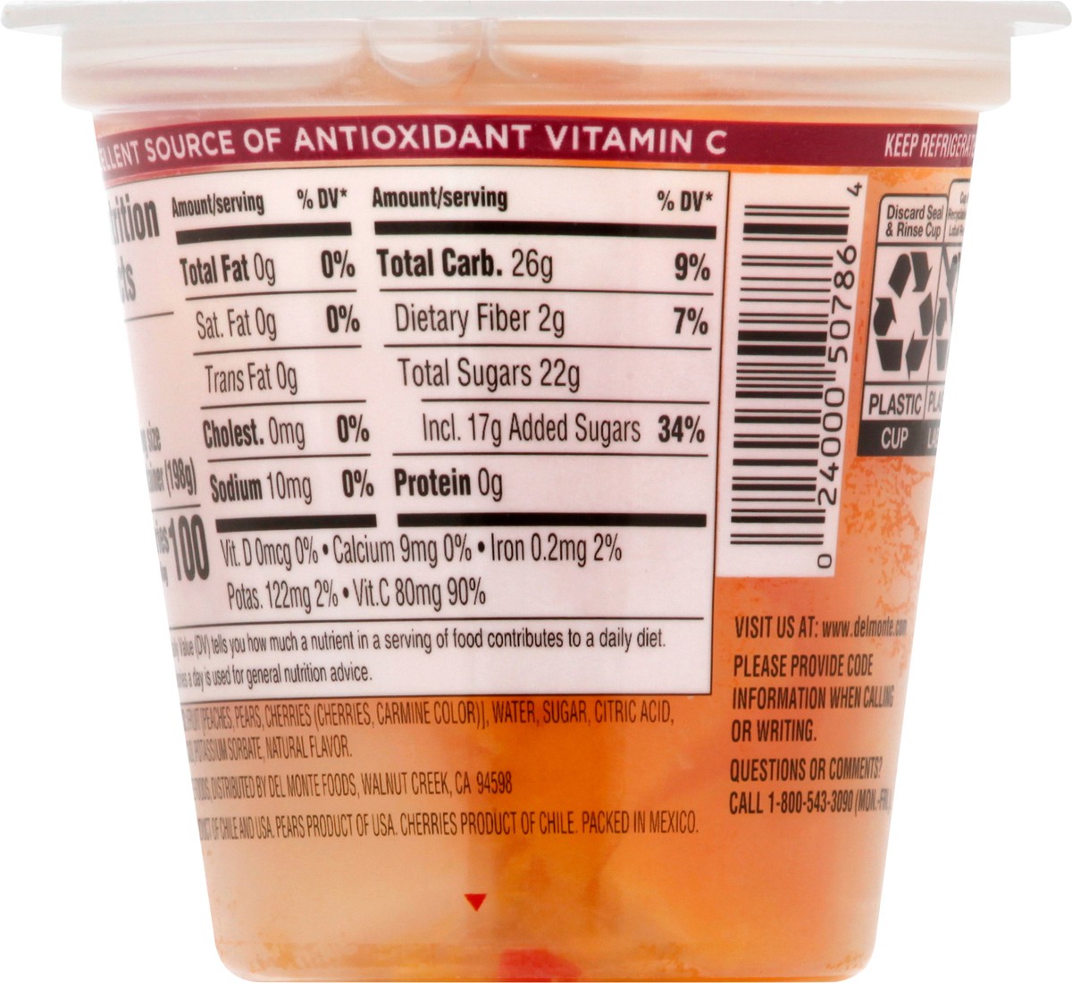 slide 7 of 12, Del Monte Cherry Mixed Fruit Cup Snacks, 7 oz Cup, 7 oz