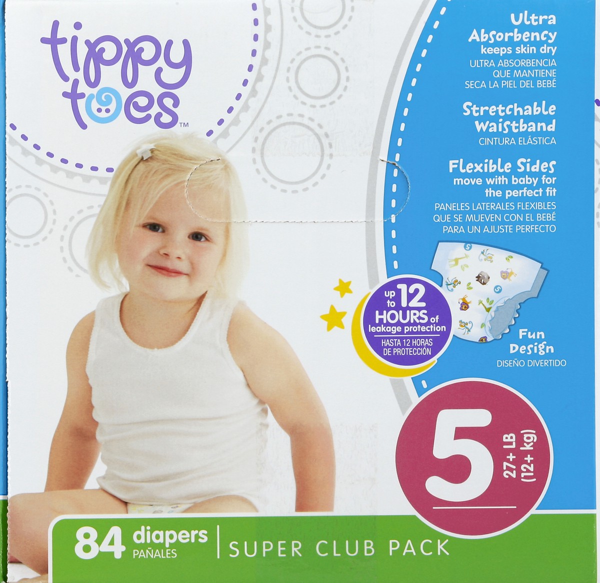 slide 3 of 6, Tippy Toes Babysoft Diapers Size 5, 84 ct