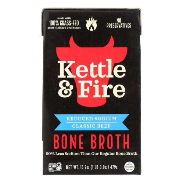 slide 1 of 1, Kettle And Fire Bone Broth Reduced Sodium, 16.9 oz