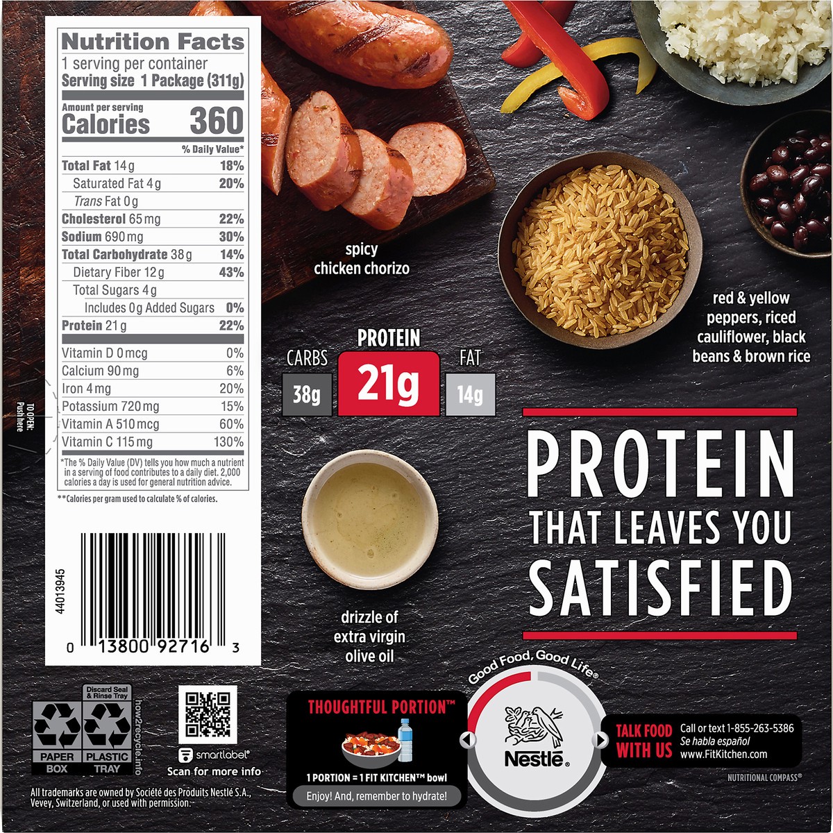 slide 10 of 10, Stouffer's Fit Kitchen Protein Bowls Spicy Chicken Chorizo, 11 oz