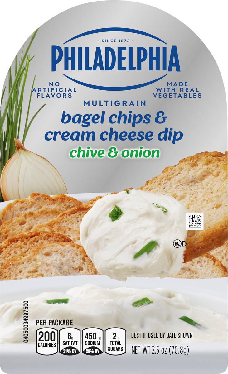 slide 7 of 9, Philadelphia Multigrain Bagel Chips & Chive & Onion Cream Cheese Dip, 2.5 oz