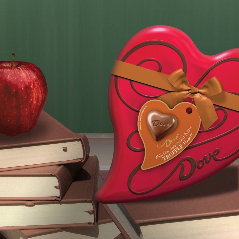 slide 3 of 5, DOVE Valentine's Peanut Butter Milk Chocolate Truffles Heart GiftTin, 6.5 oz