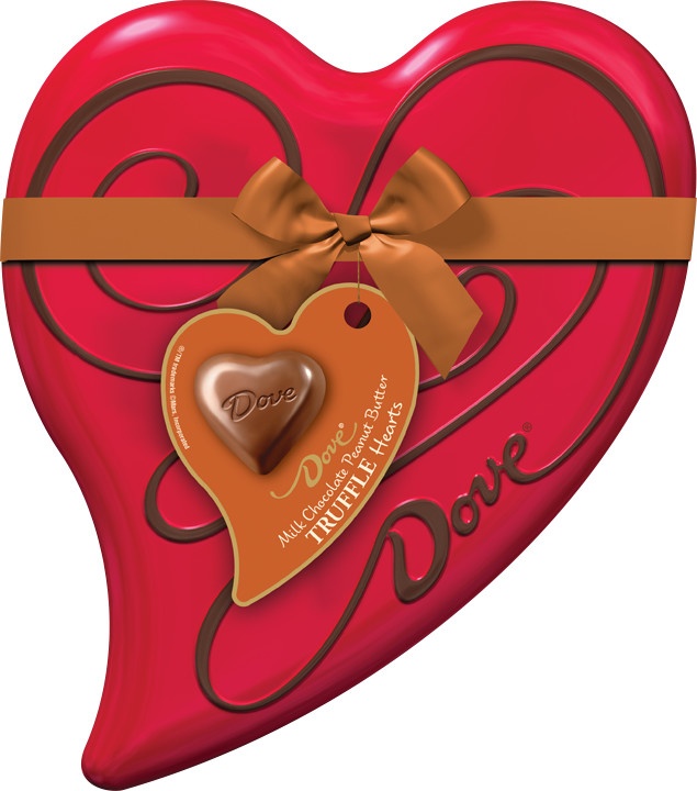 slide 1 of 5, DOVE Valentine's Peanut Butter Milk Chocolate Truffles Heart GiftTin, 6.5 oz