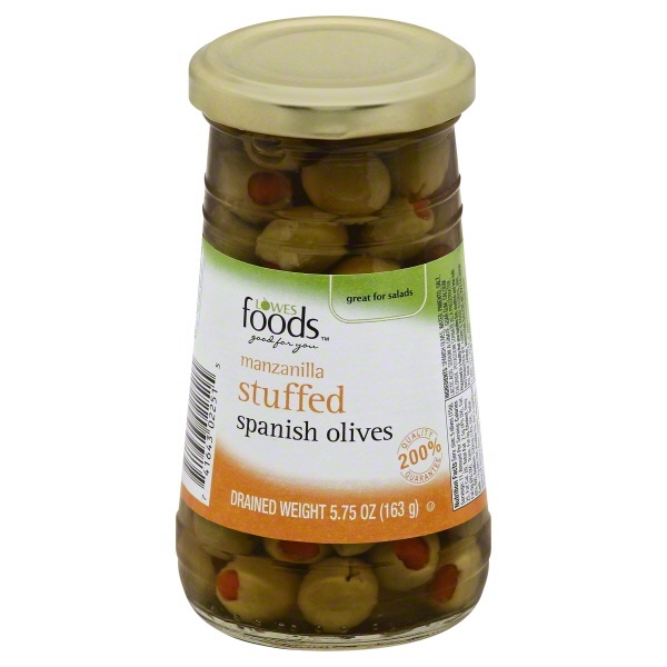 slide 1 of 1, Lowes Foods Stuffed Spanish Olives, 5.75 oz