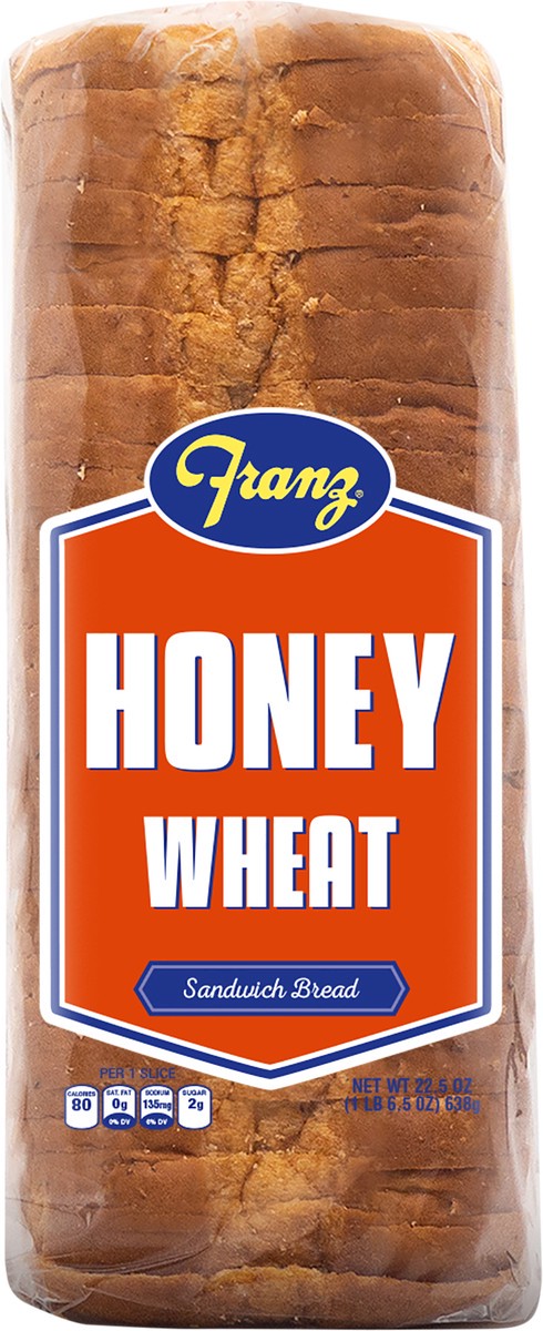slide 2 of 6, Franz Honey Wheat Whole Grain Bread Sandwich Bread 22.5oz, 22.5 oz