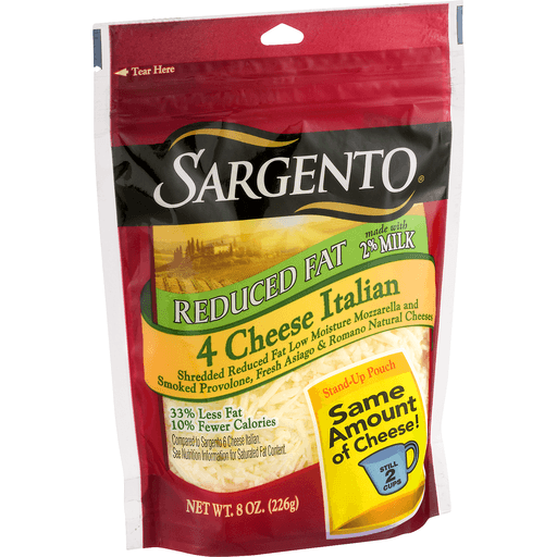 slide 2 of 9, Sargento Reduced Fat 4 Cheese Italian Shredded Cheese, 8 oz