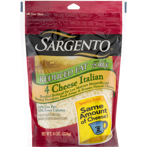 slide 4 of 9, Sargento Reduced Fat 4 Cheese Italian Shredded Cheese, 8 oz