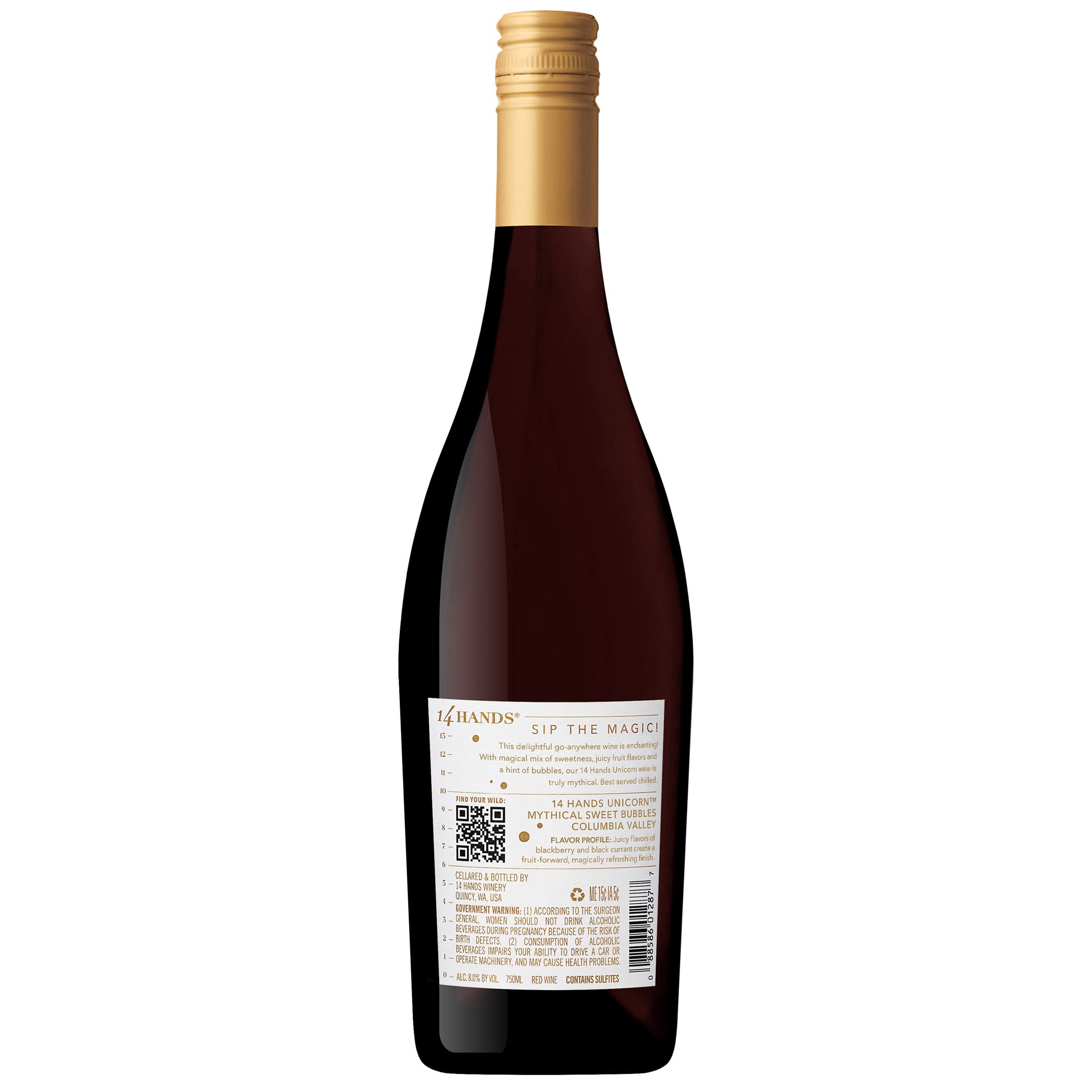 slide 5 of 6, 14 Hands Unicorn Mythical Sweet Bubbles, Sparkling Red Wine, 750 mL, 750 ml