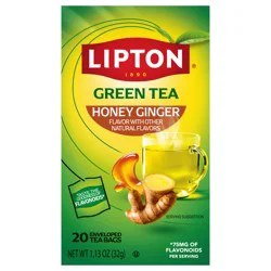 Lipton Honey Ginger Green Tea Bags, Flavored, Unsweetened, 20 ct Box