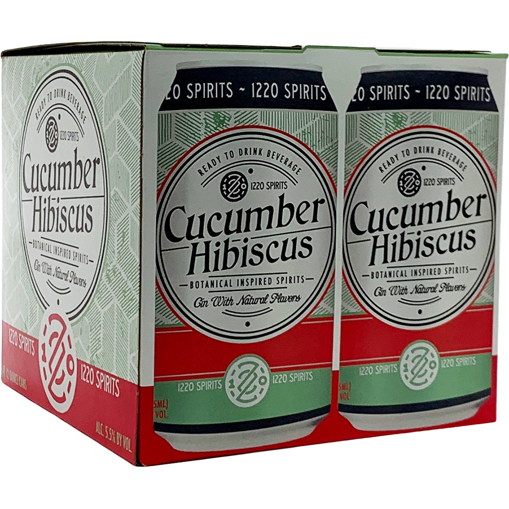 slide 1 of 1, 1220 Artisan Spirits Cucumber & Hibiscus Gin Cocktail Cans, 4 ct; 355 ml
