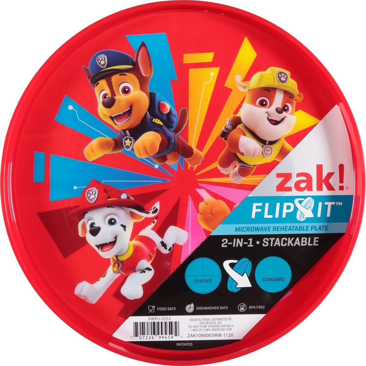 slide 12 of 12, Zak! Designs Zak Paw Patrol Flip Plate, 1 ct