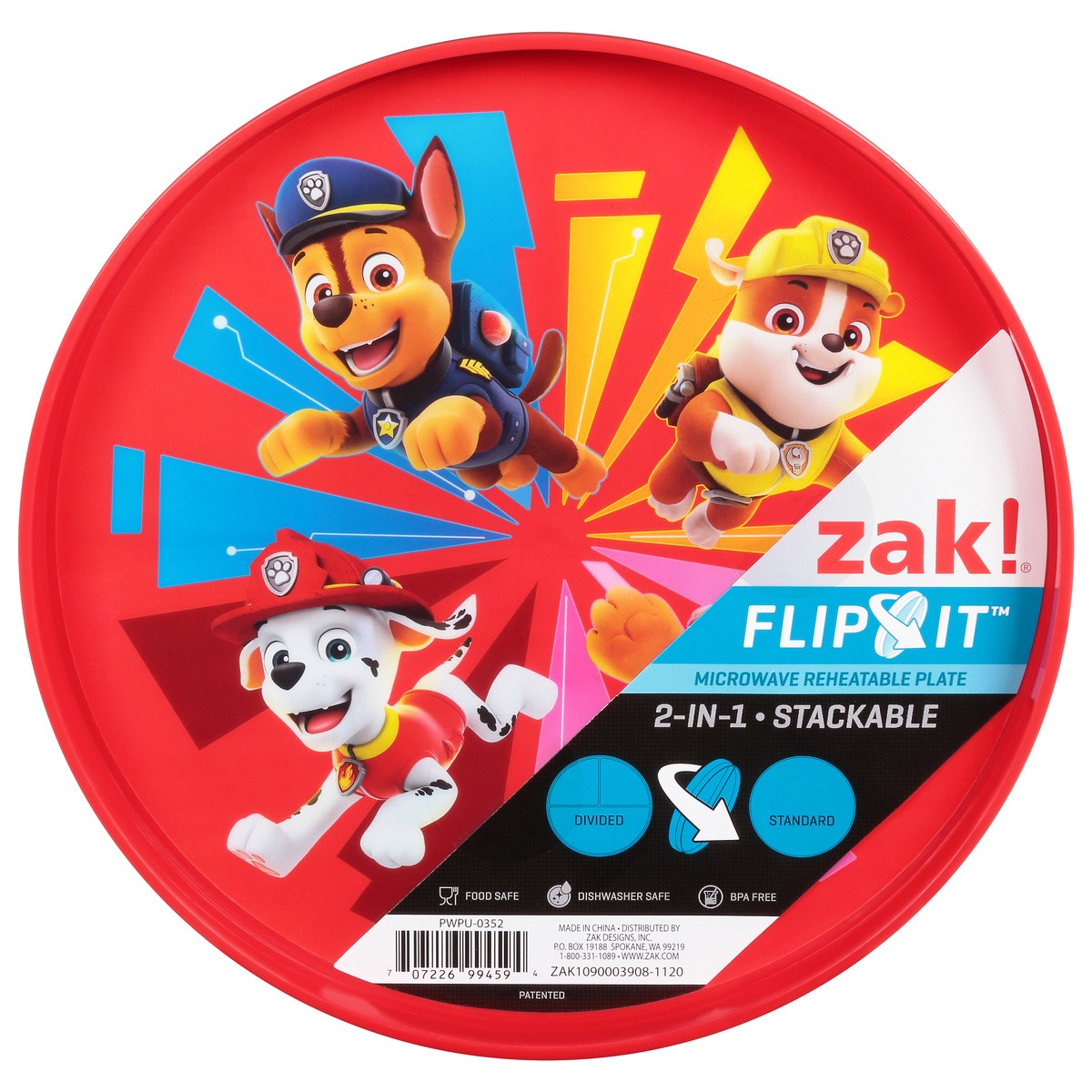 slide 5 of 12, Zak! Designs Zak Paw Patrol Flip Plate, 1 ct