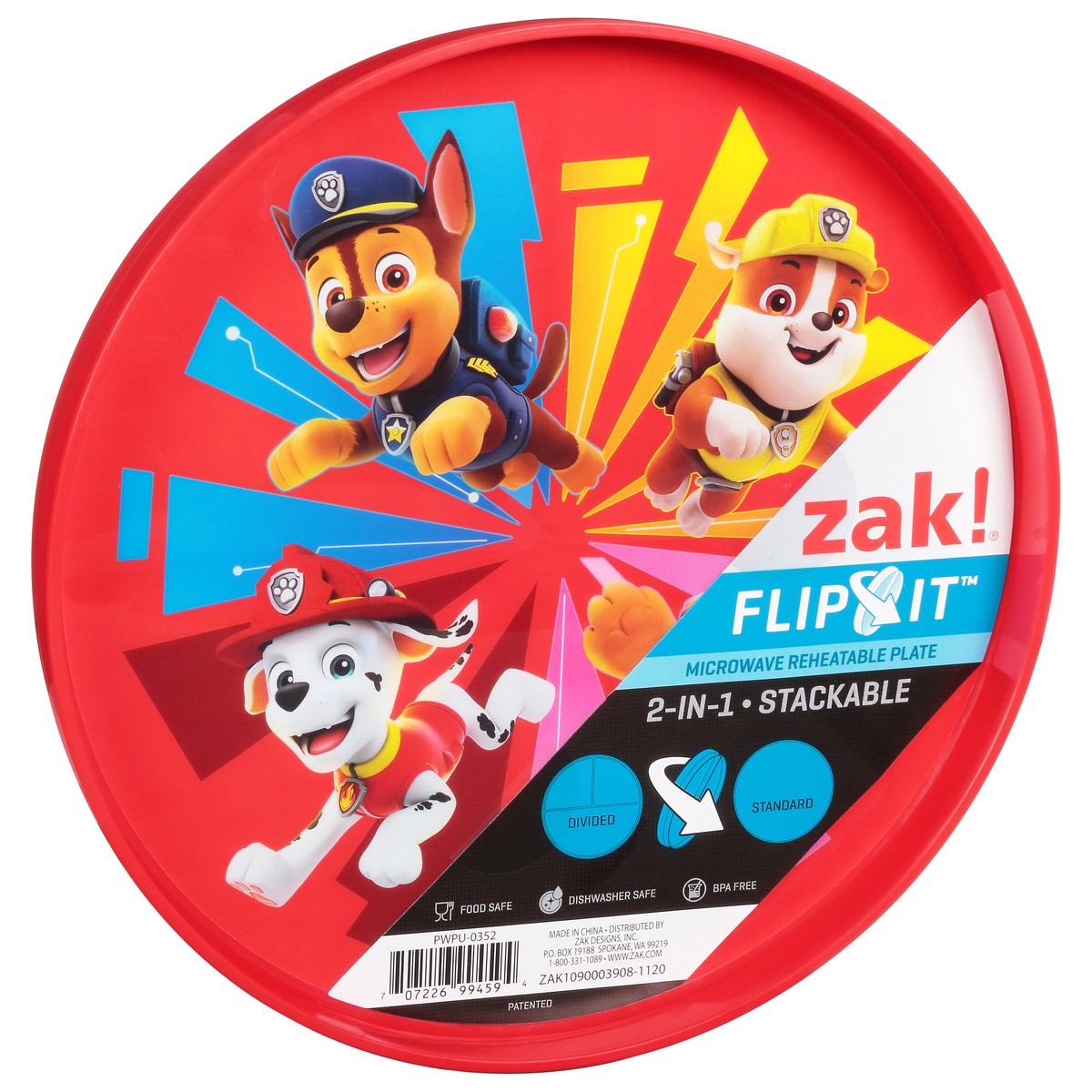 slide 6 of 12, Zak! Designs Zak Paw Patrol Flip Plate, 1 ct