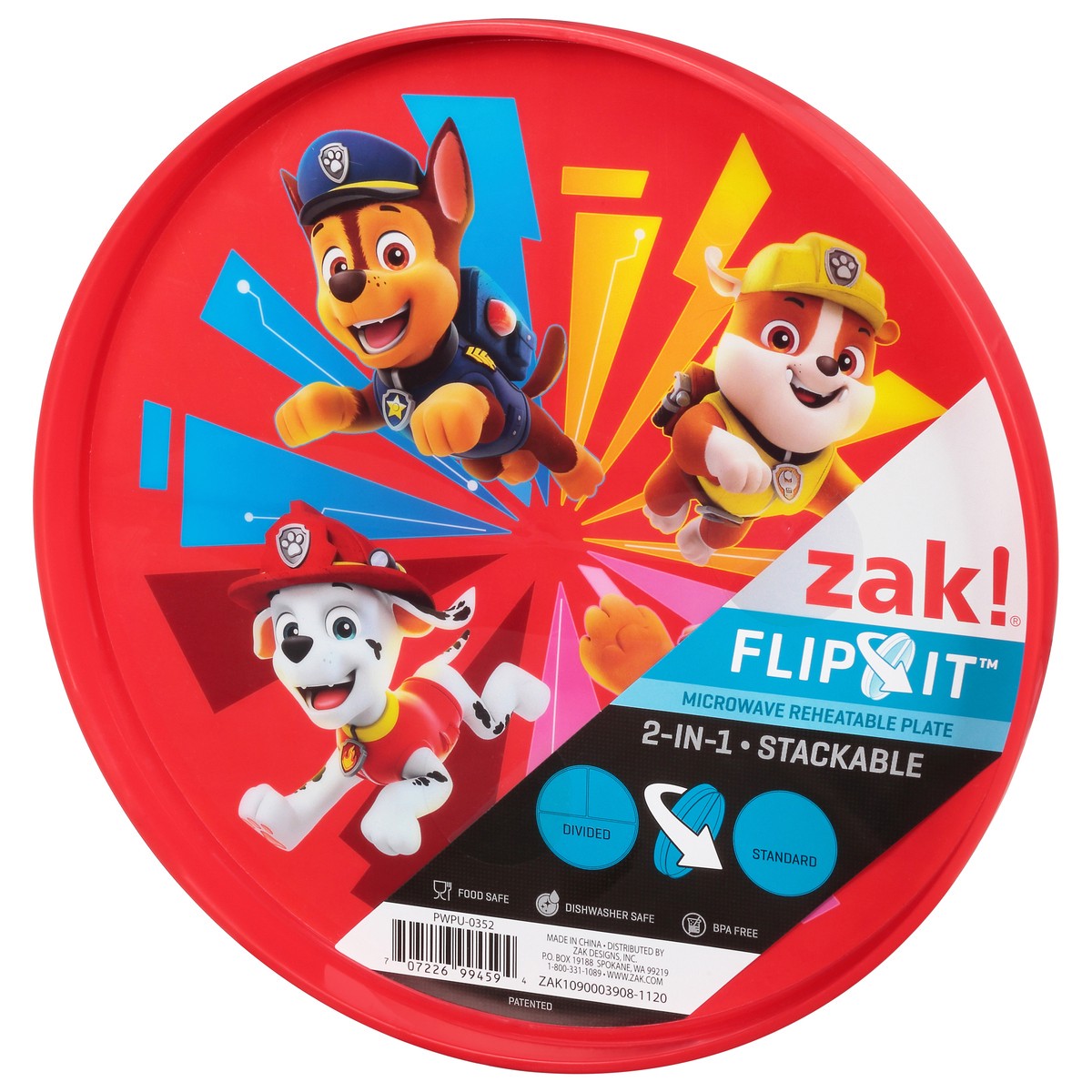 slide 7 of 12, Zak! Designs Zak Paw Patrol Flip Plate, 1 ct