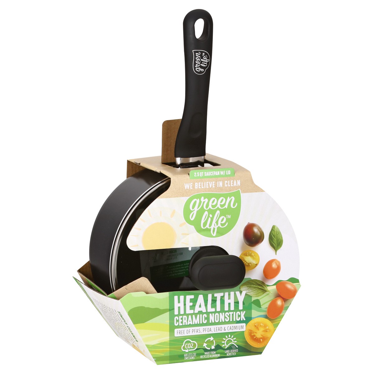 slide 2 of 9, GreenLife Green Life 2.5Qt Sauce Pan Black, 1 ct