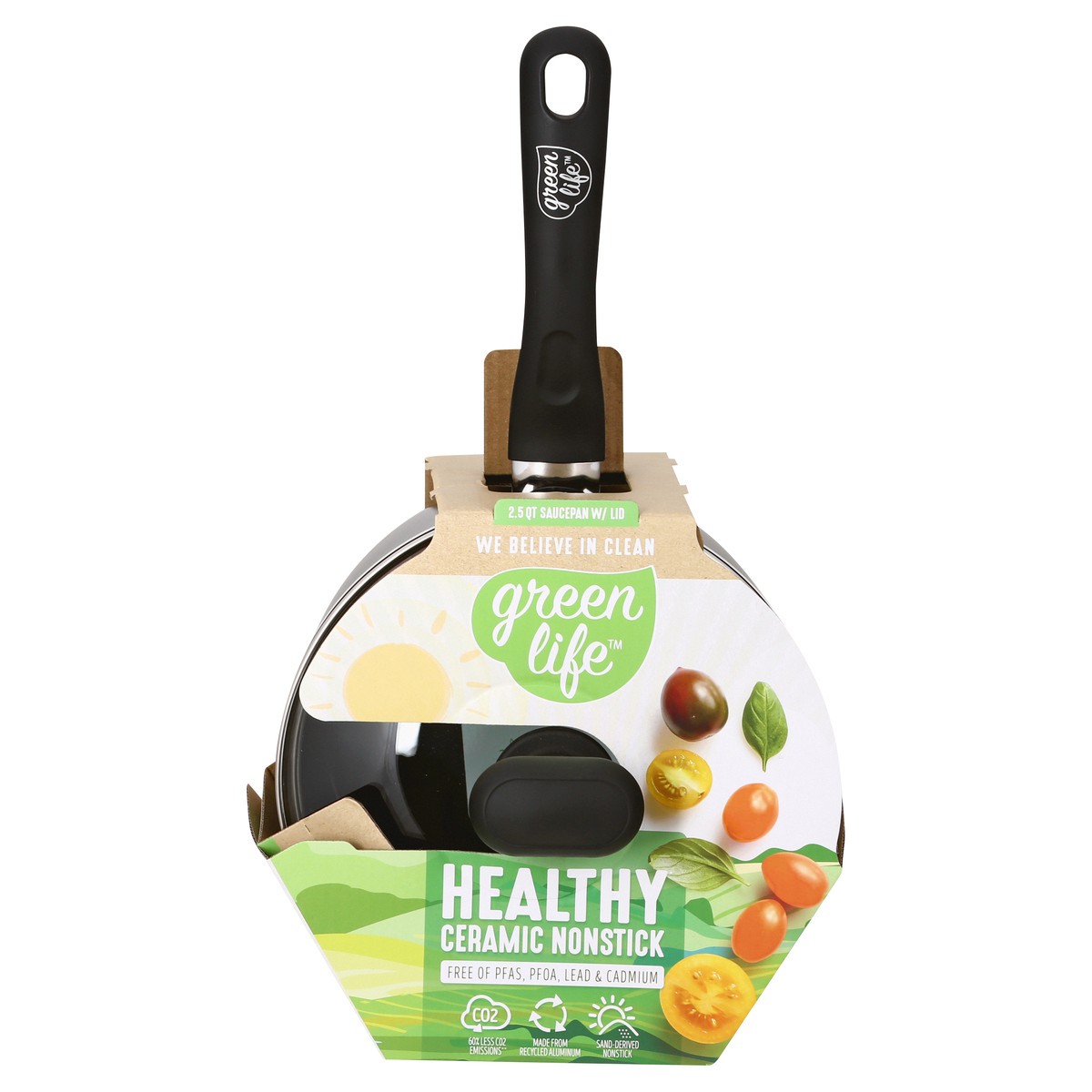 slide 1 of 9, GreenLife Green Life 2.5Qt Sauce Pan Black, 1 ct