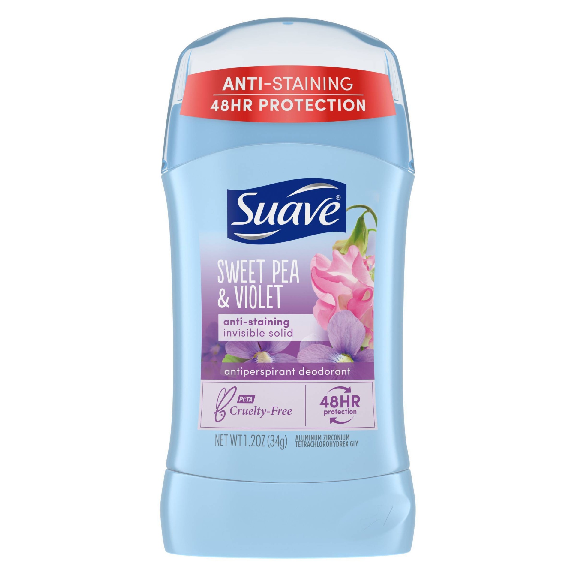 slide 1 of 1, Suave Invisible Solid Sweet Pea And Voilet Antiperspirant Deodorant, 1.2 oz