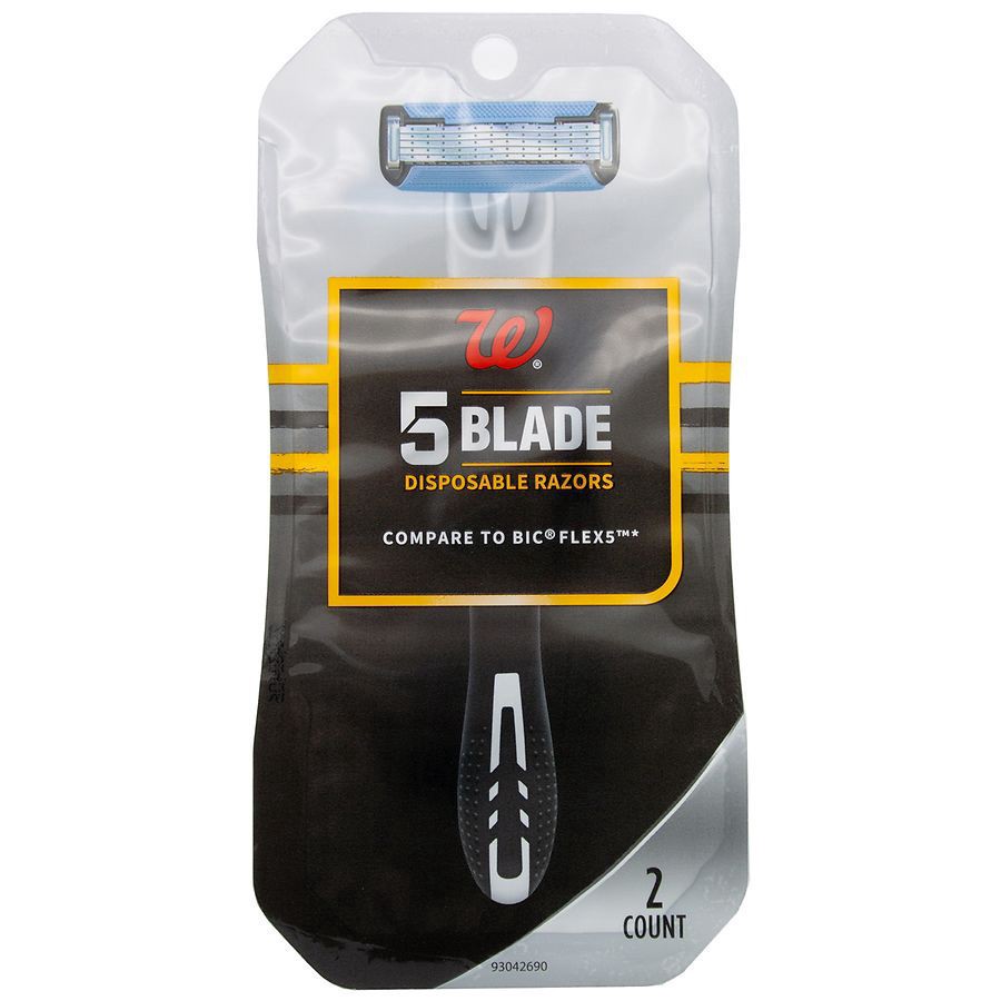 slide 1 of 2, Walgreens Men's 5 Blade Disposable Razors, 2 ct