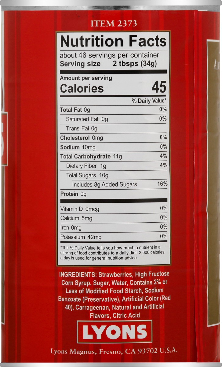 slide 8 of 13, Lyons Strawberry Dessert Topping 55 oz, 55 oz
