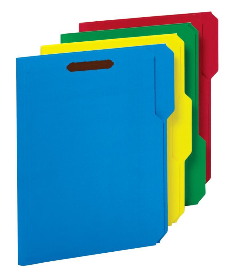 slide 2 of 3, Office Depot Brand File Folders With 2 Fasteners, 1/3 Tab, Letter Size, Assorted Colors, Pack Of 50, 50 ct