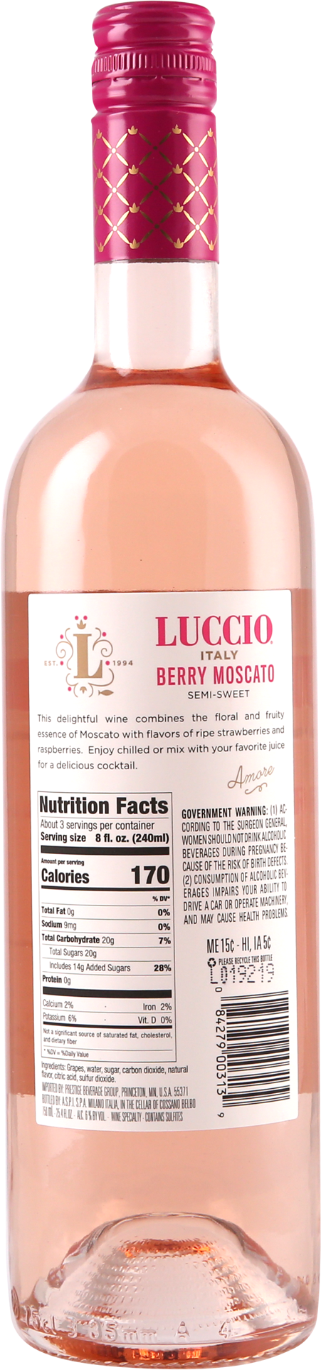 slide 2 of 3, Luccio Berry Moscato, 750 ml