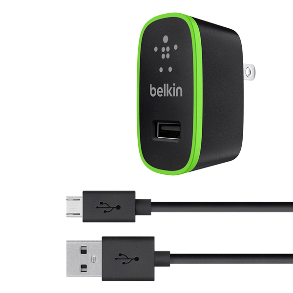 slide 1 of 1, Belkin Universal 2.4A Car Charger with 4' Micro-USB ChargeSync Cable - Black, 1 ct