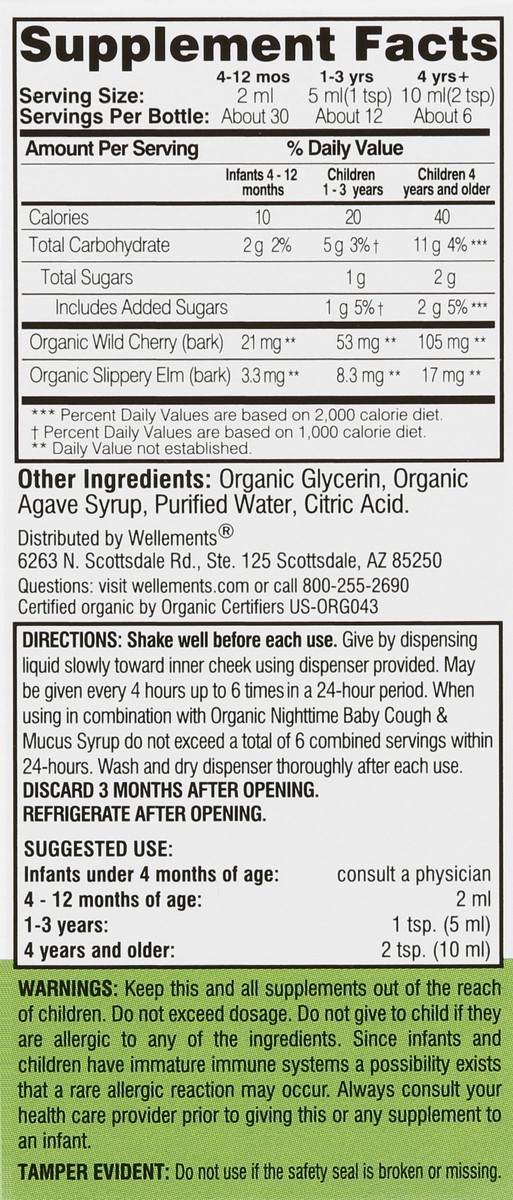 slide 8 of 9, Wellements 4 Months+ Organic Baby Cough & Mucus Syrup 2 oz, 2 oz