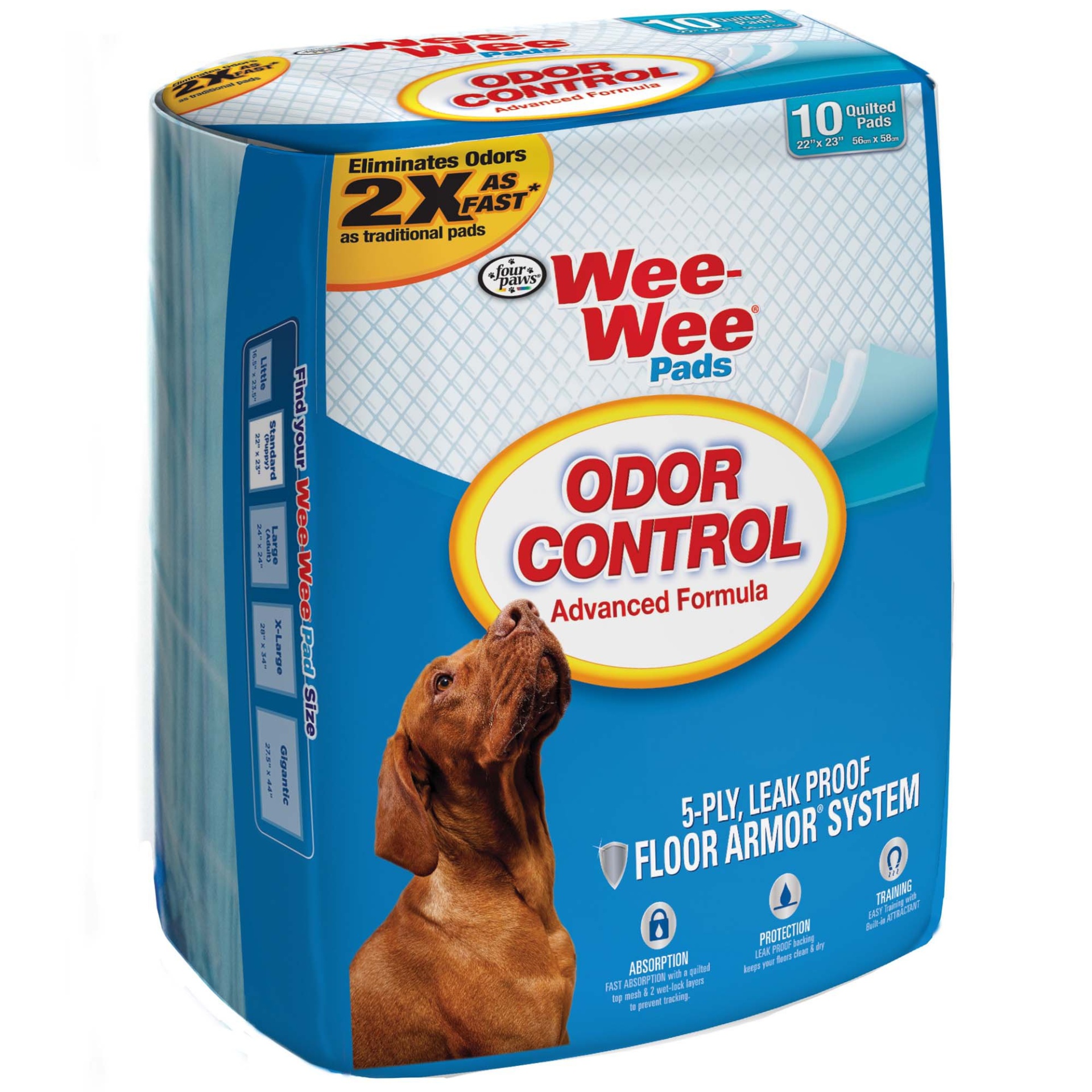 slide 1 of 1, Four Paws Wee-Wee Odor Control Potty Pads, 10 ct