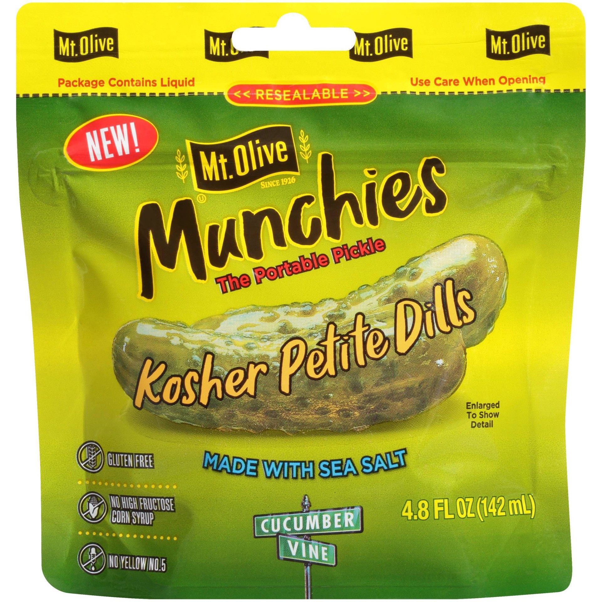 slide 1 of 2, Mt. Olive Munchies Kosher Petite Dill Pickle Pouch, 4.8 oz