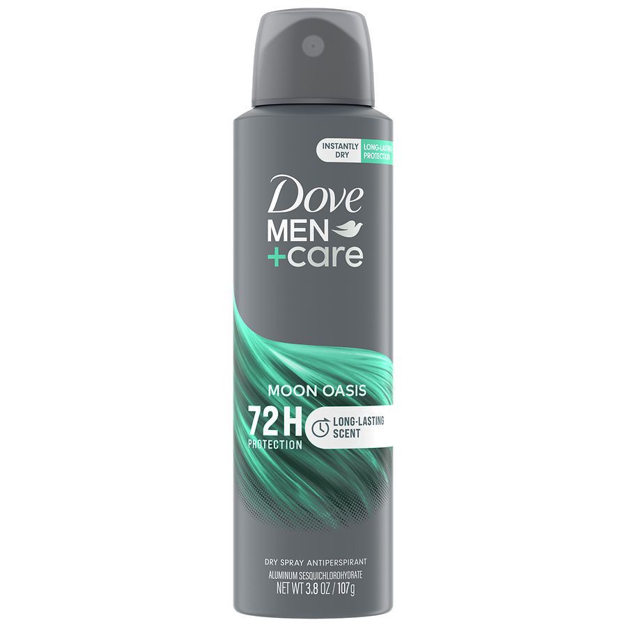 slide 1 of 5, Dove Men+Care Dry Spray Antiperspirant Deodorant Moon Oasis, 3.8 oz