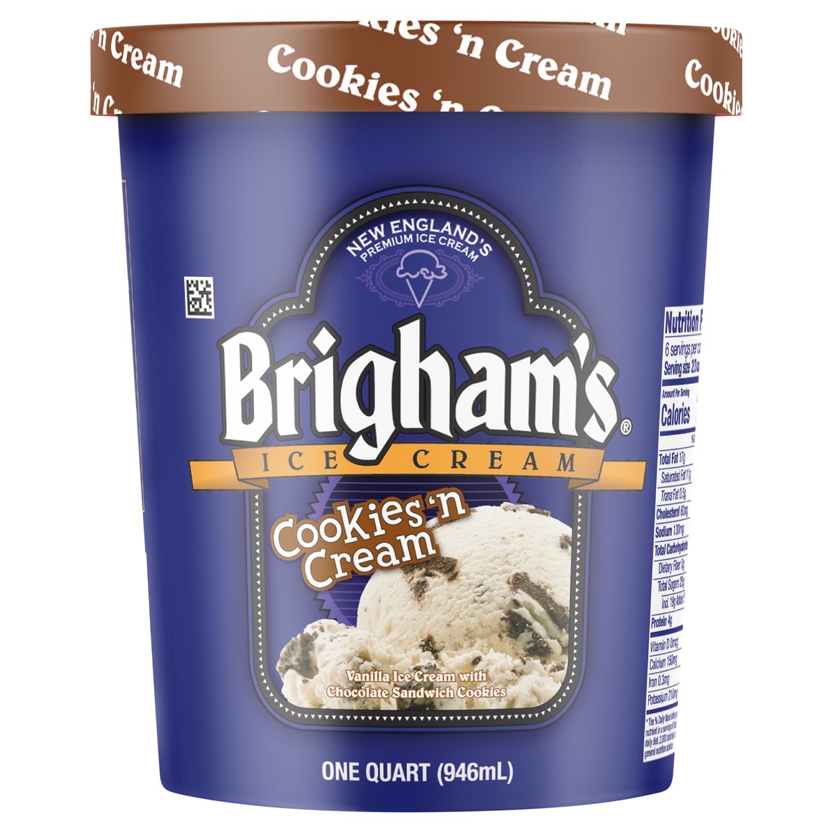 slide 1 of 8, Brigham's Cookies & Cream Ice Cream, 1 Quart, 1 qt