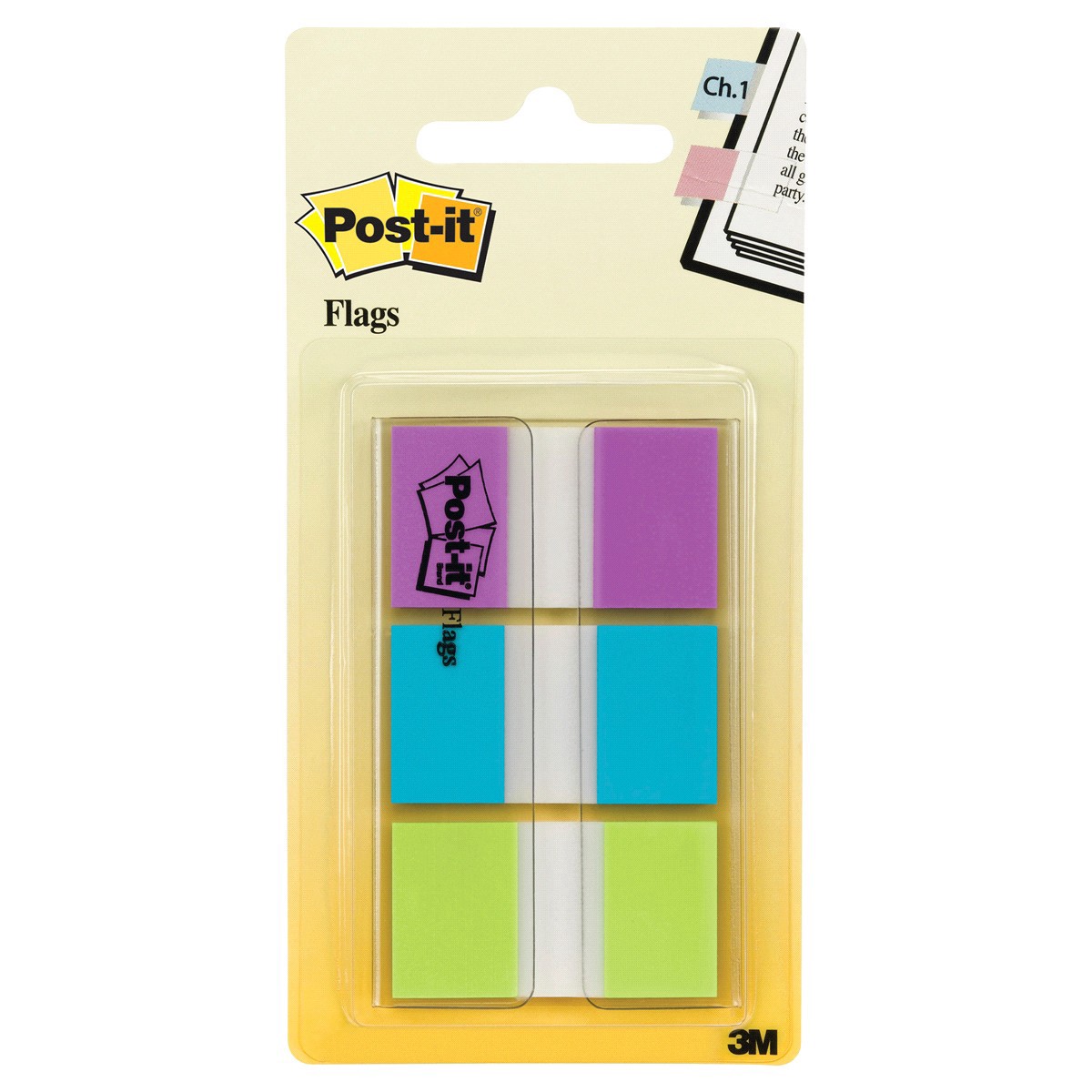 slide 1 of 13, Post-it Flags 0.94"X1.7" Assorted, 3 ct; 60 ct; 1 in x 1.7 in