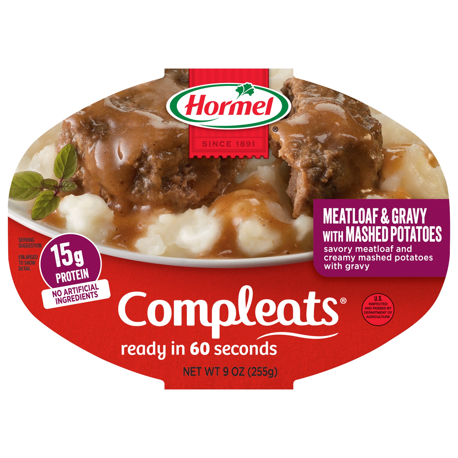 slide 1 of 7, Hormel COMPLEATS Meatloaf & Gravy With Mashed Potatoes, 9 oz