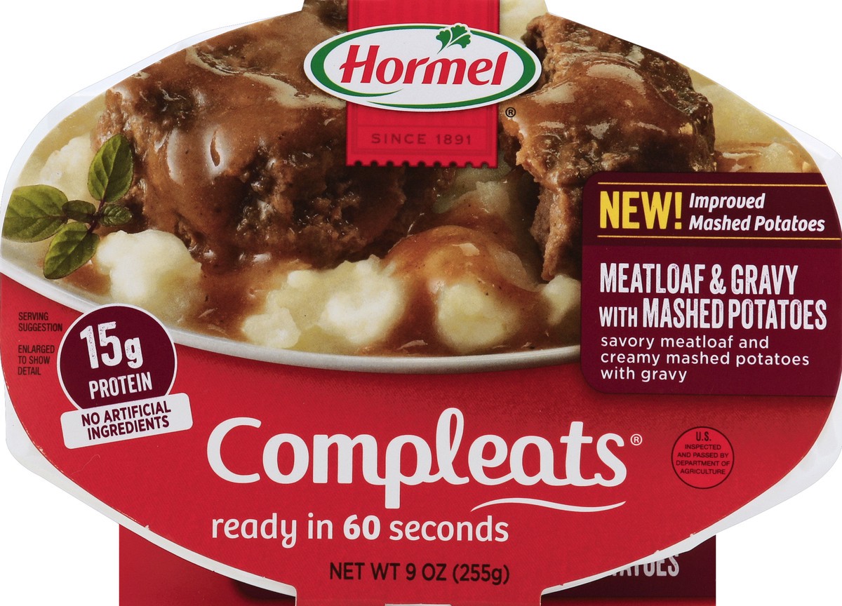 slide 4 of 7, Hormel Compleats Meatloaf & Gravy With Mashed Potatoes, 9 oz