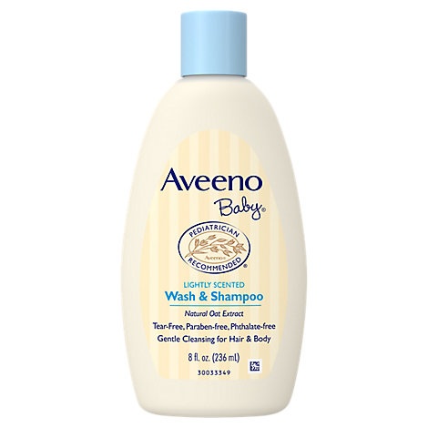 slide 1 of 1, Aveeno Baby Wash & Shampoo Lightly Scented, 8 fl oz