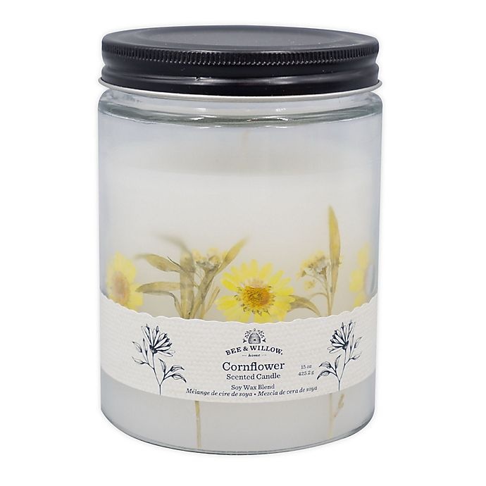 slide 1 of 2, Bee & Willow Home Cornflower Spring Floral Glass Jar Candle, 15 oz