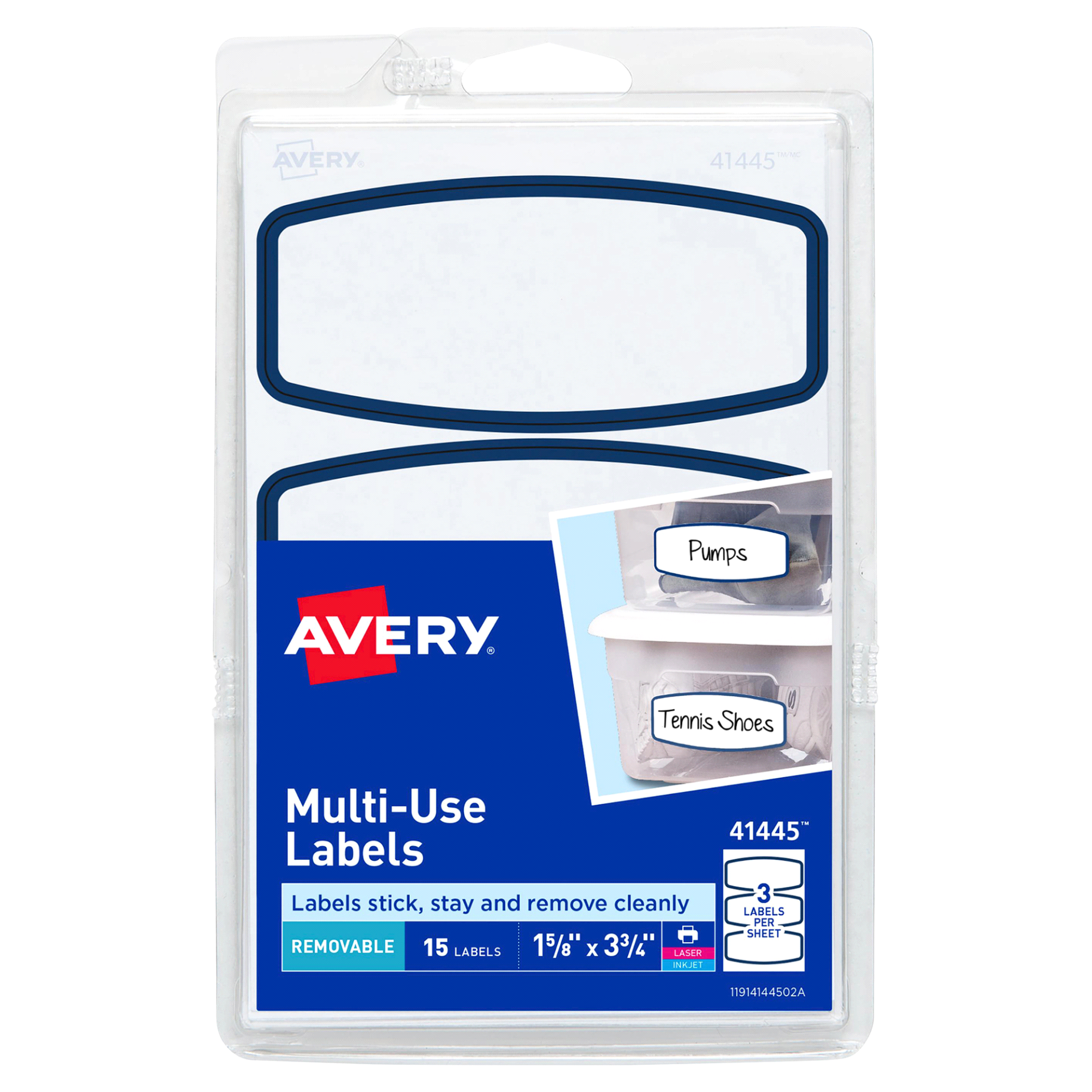 slide 1 of 1, Avery Removable Multi-Use Labels White 3.75 X 1.625 Inches, 15 ct