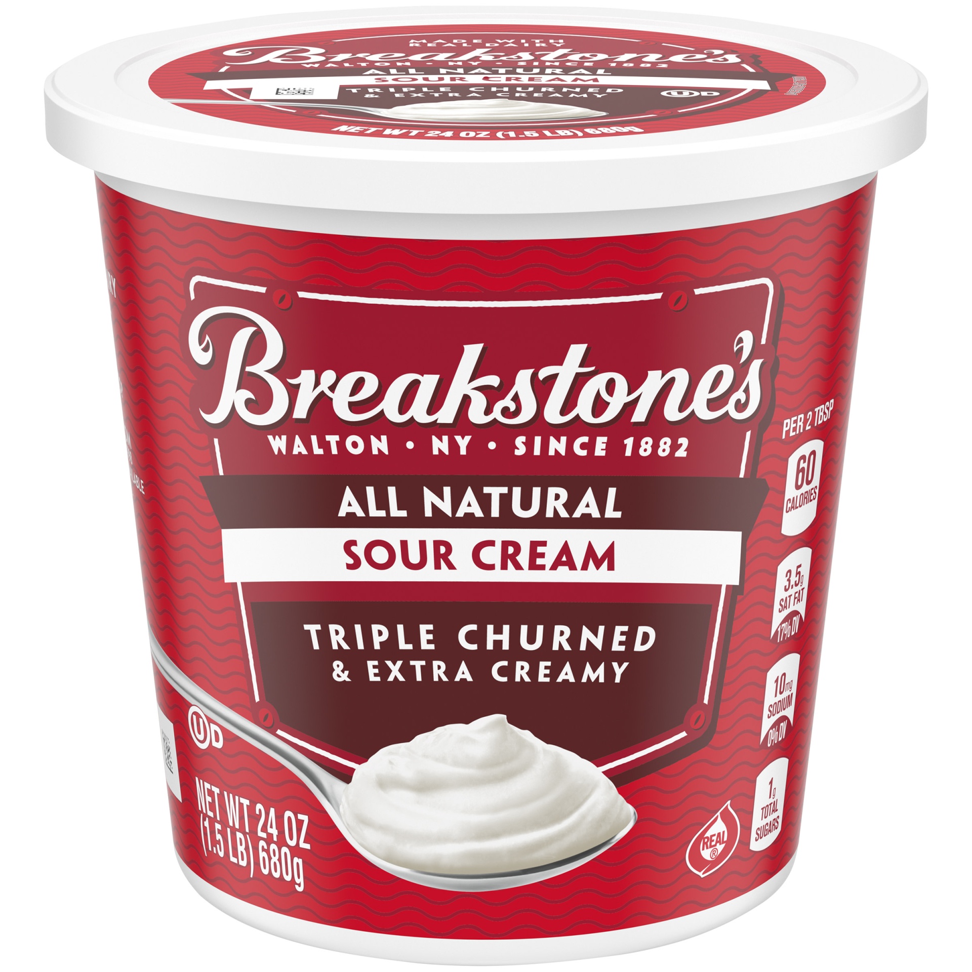 slide 1 of 1, Breakstone's All Natural Sour Cream Tub, 24 oz